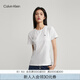 Calvin Klein Jeans夏季女士簡約ck印花休閑純色圓領(lǐng)舒適打底短袖T恤J221165 YAF-月光白 S （推薦80-95斤）