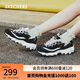 斯凱奇（Skechers）女鞋秋冬小白鞋蕾絲休閑運動熊貓鞋黑色增高厚底老爹鞋11959 黑色/白色/BKW 36