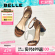 百麗（Belle）復(fù)古一字帶涼鞋女2025夏新商場同款優(yōu)雅高跟涼鞋D8V1DBY5 棕色 37 (235mm)