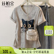 絲柏舍V領(lǐng)T恤2025夏裝新款女裝時(shí)尚卡通圖案印花設(shè)計(jì)短袖上衣