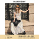 MAXRIENY【方媛同款】藍(lán)星花連衣裙優(yōu)雅小飛袖百褶氣質(zhì)收腰長裙夏 米白 M