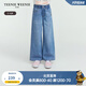 Teenie Weenie Kids小熊童裝25年夏新女童微闊腿薄款彈力斜紋牛仔褲 淺藍色 160 cm