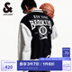 杰克·瓊斯（JACK&JONES）男裝NBA聯(lián)名籃網(wǎng)隊(duì)春秋男士棒球領(lǐng)夾克撞色不同材質(zhì)拼接外套 黑色E40 黑色E40 M 175