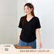 纖莉秀春新款大碼女裝胖mm簡(jiǎn)約風(fēng)基礎(chǔ)純色百搭顯瘦V領(lǐng)針織衫2041 黑色 3XL