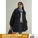 獨束大碼女裝甜美大翻領(lǐng)系帶收腰羽絨服女冬裝新款微胖mm保暖外套 靜謐黑 XL (尺碼：3)
