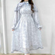 ROJITA印花長(cháng)款立領(lǐng)連衣裙(1343822 現貨) 藍色