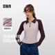 森馬（Semir）POLO衫女短款拼色插肩袖修身上衣小個子秋顯瘦套頭衫101524115003
