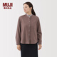 無(wú)印良品（MUJI）女式 法蘭絨 立領(lǐng)長(cháng)袖襯衫 女士襯衣外套 25年秋季 女裝 深咖啡色格紋 S (155/80A)
