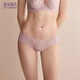 夏娃秘語(yǔ)內褲女純欲風(fēng)透氣薄款舒適中腰性感蕾絲棉檔三角內褲短褲 豆沙 (E081) L