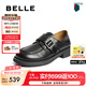 百麗（Belle）七夕禮物復(fù)古樂福鞋女25秋新商場款牛皮兩穿便士樂福鞋D9W1DCM5 黑色 37 (235mm)