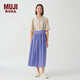 無(wú)印良品（MUJI）IDEE 女式 強捻 兩穿裙 女夏季款裙子 棉麻 吊帶裙  GAD14C4S 藍紫色 L (165/72A)