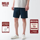 無(wú)印良品（MUJI）男式 水洗 平紋 短褲 純棉全棉 褲子 休閑褲 AED10A3S 深藏青色 S