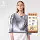 哈吉斯（HAZZYS）女裝25春PHIZ七分袖T恤ABTSE0CAX05 藏青色NV M(160/84A38)