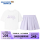 Skechers斯凱奇透氣女童夏季寬松t恤短袖短裙兒童運動套裝L225G038 蘭花紫色/01X5 150