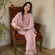 族瑪士A類(lèi)純棉長(cháng)袖睡衣女2025新款春秋季刺繡大碼冬季松弛感家居服套裝 S85272#長(cháng)袖長(cháng)褲-粉霧 M 【建議105-125斤穿】尺碼偏大