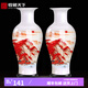 收藏天下景德鎮陶瓷器青花客廳玄關(guān)博古架酒電視柜擺件花瓶中式家居工藝品 鴻運當頭對瓶高36cm+底座