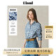 ELAND【30%亞麻】衣戀襯衫女學院風寬松格紋通勤上衣2025夏季新款 藍色(50)Blue-A款EEYCF23M01 S /160