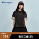 Champion冠軍短袖女2025春季新款拼接撞色美式復(fù)古風(fēng)T恤潮牌寬松 水墨黑 M
