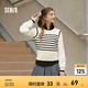 森馬（Semir）森馬針織衫女短款假兩件條紋氣質(zhì)2024春套頭衫通勤 白黑色調(diào)00319 S 155/80A