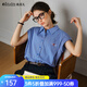 Olrain【MIU系】歐芮兒藍(lán)色格子襯衫2025夏季新款寬松休閑短袖上衣女 藍(lán)色格子 M