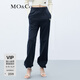 MO&Co.【美拉德】抽繩松緊高腰棉質(zhì)寬松束口褲衛(wèi)褲休閑褲褲子軟糯風(fēng) 鋼灰色 S