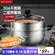 美廚（maxcook）湯鍋蒸鍋 304不銹鋼二層湯煲雙層湯蒸鍋蒸屜蒸格燉鍋22cm MCT8763