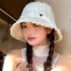 正黛復古漁夫帽女夏季百搭大頭圍顯臉小盆帽遮陽防曬日系毛邊水桶帽子 米色 均碼