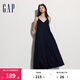 Gap女裝夏季純色吊帶連衣裙簡(jiǎn)約百搭氣質(zhì)親膚長(cháng)裙558694黑色S (160/80A)亞洲尺碼