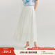 茵曼（INMAN）法式皺感花邊白色半身裙2025夏季女裝新款松緊腰寬松a字裙子 米白色 S