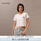 Calvin Klein Jeans夏季女士純棉字母印花潮流ck辣妹短款短袖T恤J223495 YAF-月光白 S