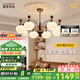 鹿家良品（LUUGAA）復(fù)古柿子客廳吊燈護(hù)眼中古風(fēng)新中式餐廳燈臥室燈客廳大燈主燈具 【薦】全光譜8頭三色光72W