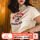 馬登純棉短袖t恤上衣女夏季新款美式復(fù)古印花正肩外穿衣服 米白色 /小個(gè)子/時(shí)尚潮流/休閑百搭馬登工裝 M