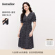 珂萊蒂爾2025夏季新款復(fù)古波點(diǎn)連衣裙女V領(lǐng)短袖經(jīng)典裙子 黑色 L