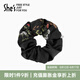 She's茜子自然復(fù)刻原創(chuàng)國(guó)風(fēng)刺繡花卉大腸盤發(fā)發(fā)圈馬尾頭花發(fā)飾頭飾皮筋 黑色G0
