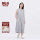 無印良品（MUJI）IDEE 女式 平紋 無袖連衣裙 女裝裙子25年夏季 連身裙 GA44CC5S 煙熏綠色 L (165/88A)