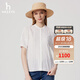 哈吉斯（HAZZYS）女裝 2025夏季新款女士立領(lǐng)鏤空花邊短袖襯衫女ATCSK1CBK51 白色WT M (160/84A 38)