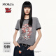 MO&Co.短袖T恤2025秋新品貓和老鼠聯(lián)名系列雪花紗斑駁印花MBE3TEE016 中花灰色 M /165