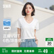 森馬（Semir）短袖t恤女涼感抗菌正肩修身2025夏顯瘦V領(lǐng)白色打底衫109325100002