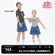 little MO&Co.童裝夏裝女童網球風運動透氣A字牛仔裙褲短褲兒童褲子 牛仔藍色 140 140/58