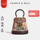 CHARLIE&KELLI CK品牌包包女包2025新款七夕實(shí)用禮物涂鴉半圓水桶包手提斜挎包 玫粉色【京倉(cāng)配送 禮袋包裝】