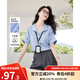 歐莎（OSA）知性通勤短袖襯衫職業(yè)裝面試女2025年夏季新款顯瘦氣質(zhì)襯衣上衣 藍色 L