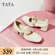 他她（TATA）粗跟瑪麗珍鞋女氣質(zhì)小皮鞋通勤單鞋女秋新款WR301CQ4 米白 37