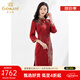 喬萬(wàn)尼新品旗袍喜宴禮服重磅手工刺繡連衣裙收腰EI3E248101 棗泥紅 M