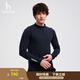 哈吉斯（HAZZYS）男裝【倫敦時(shí)裝周同款】秋冬款長(cháng)袖T恤男半高領(lǐng)上衣ABTZE0BCEG2 藏青色NV XL （180/100A 50）