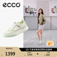 愛步（ECCO）平底鞋女 倪妮同款牛皮板鞋系帶休閑運動鞋 街頭272803 白色/抹茶綠/水泥灰27280361198 37