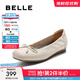 百麗（Belle）芭蕾風(fēng)晚晚平底單鞋女商場(chǎng)同款瑪麗珍鞋B3W1DCQ4 米色 （細膩牛皮，摩登漆皮） 38 (240mm)
