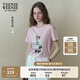 Teenie Weenie小熊女裝T恤2025秋季新款精美重工刺繡通勤短袖上衣 淺粉色 M