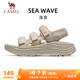 駱駝（CAMEL）海浪運動(dòng)涼鞋女透氣厚底魔術(shù)貼沙灘鞋 X25B16L2039 米色 39