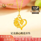 中國黃金（CHINA GOLD）黃金項鏈女士足金滿(mǎn)心桃花吊墜純金生日禮物送女友老婆 足金滿(mǎn)心桃花吊墜約0.7g配銀鏈