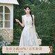 七月夕原創(chuàng)設計 青檸酪 白月光方領連衣裙改良新國風漢服裙子夏女 連衣裙 現貨 XS